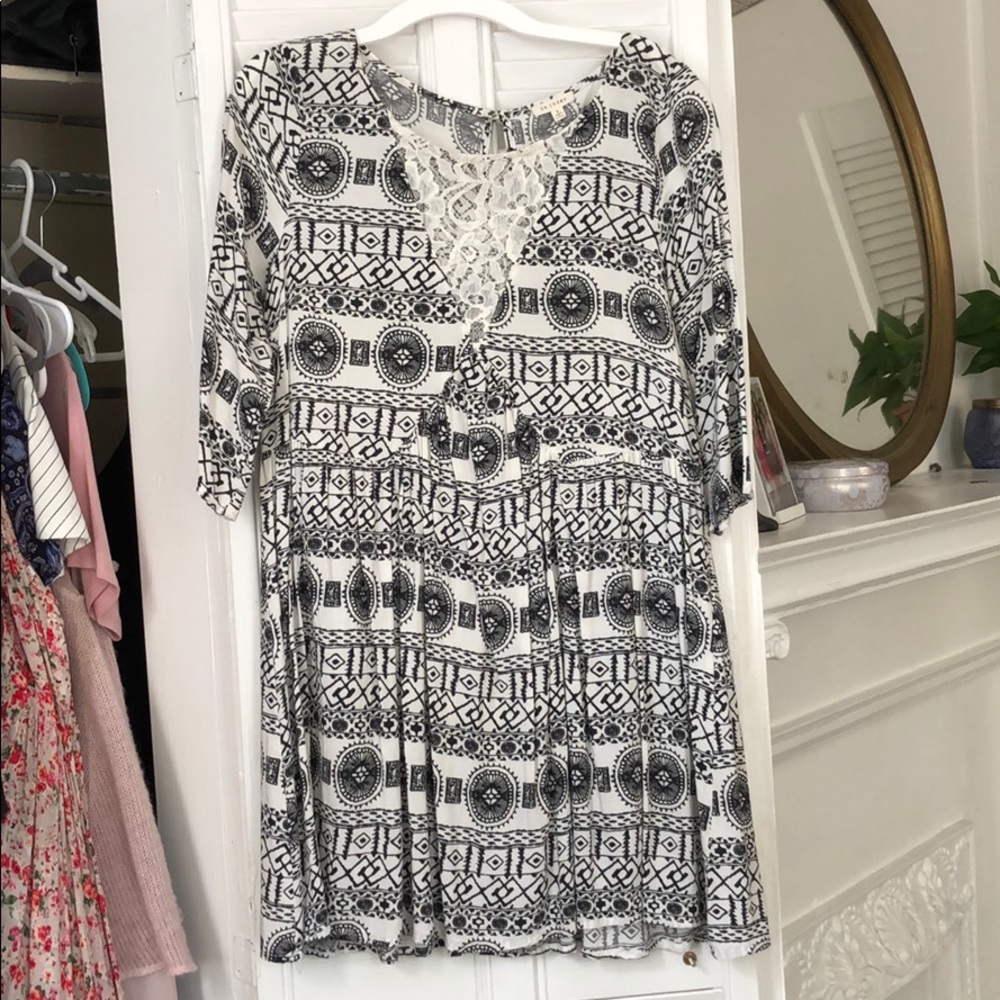 Tribal Print Quarter Sleeve Dress